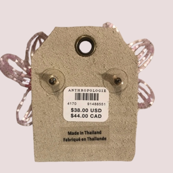 Anthropologie Small Beaded Post Earrings in Pink - Picture 4 of 5